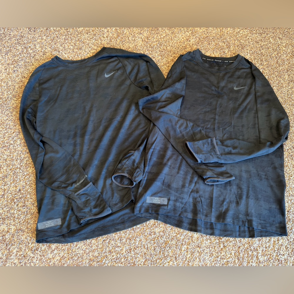 Lot of 2 Nike Running Division ThermaFit Long Sleeve Tees